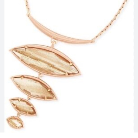 Kendra Scott Morris Hi Low Necklace Rose Gold Plated and Gold Dusted Gla… - Picture 3 of 9